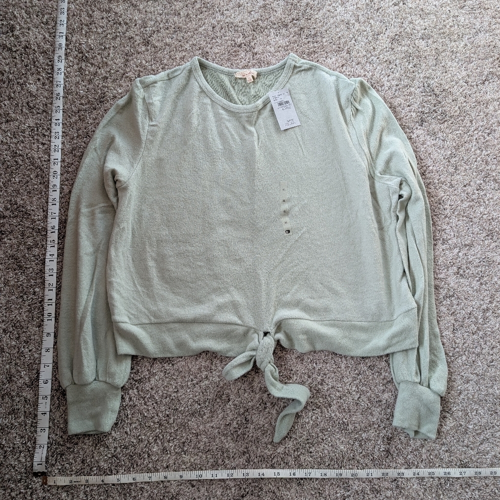 H&M Light Green Tie-Front Top